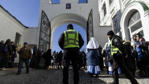 Scuffles at Kyiv monastery as Church accused of Russia ties resists eviction